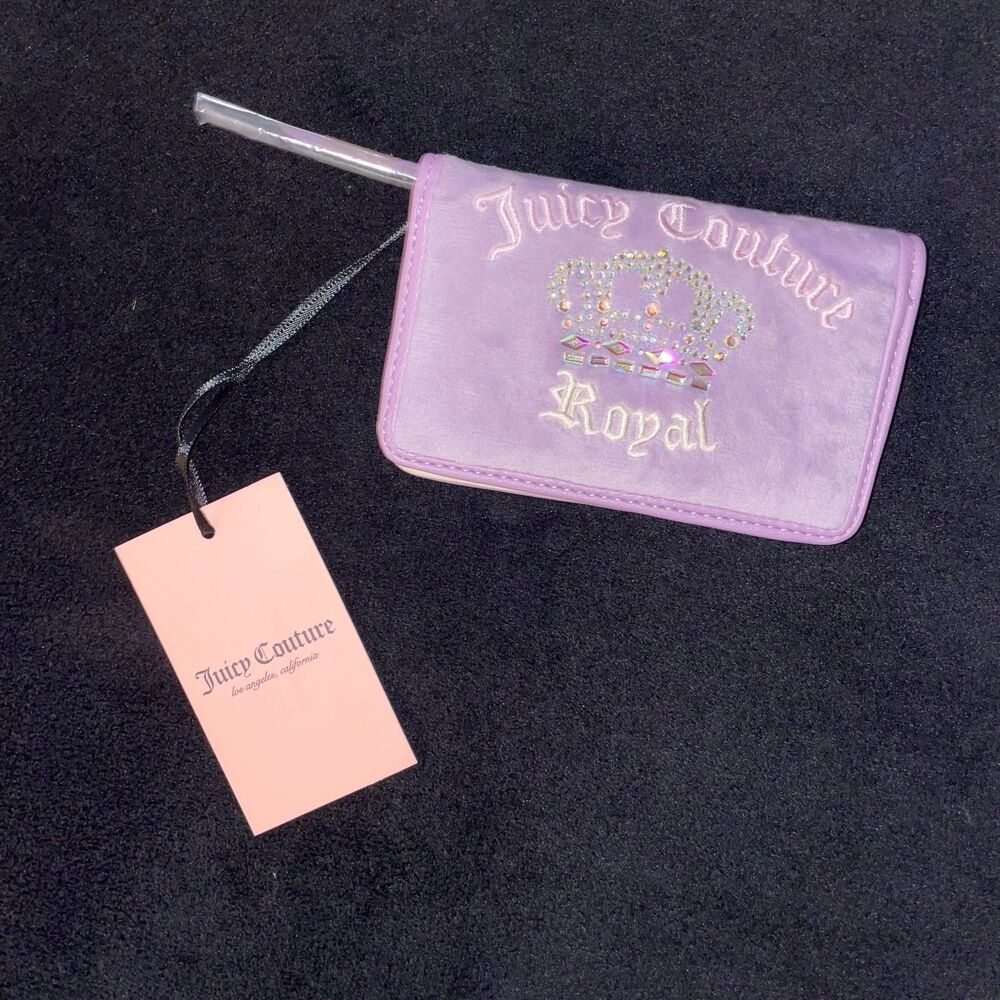 Juicy Couture Velvet Velour Rhinestone Bling Juicy Kingdom Elongated Cardholder